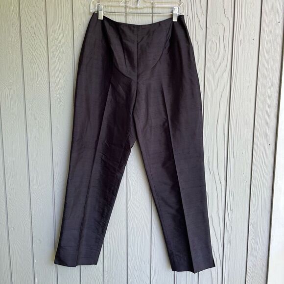Parisian Signature Black 100% Silk Twill Ankle Length Slacks Pants - SZ 8 - Picture 8 of 9